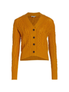 Vince Braided Cable-knit Button-front Sweater In Gold Sap