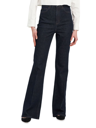 Theory Demitria High Waisted Stretch Flared Jeans In Indigo