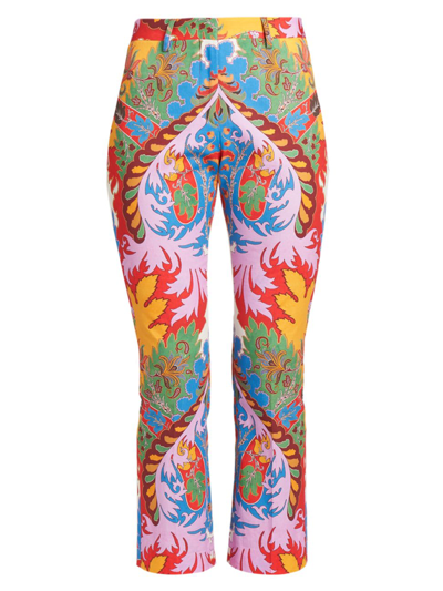 Etro Blooming Paisley Jacquard Cigarette Trousers In Multicolore
