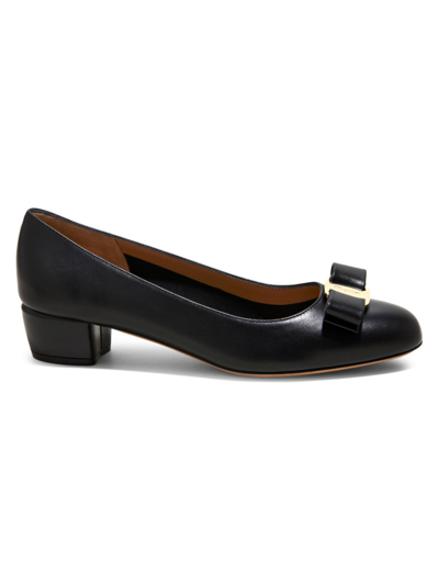 Ferragamo Vara Icon Leather Bow Pumps In Black