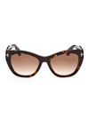 Tom Ford Women's Cara 56mm Square Sunglasses In Shiny Vintage Dark Havana