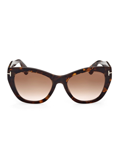 Tom Ford Women's Cara 56mm Square Sunglasses In Shiny Vintage Dark Havana