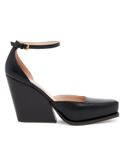Stella Mccartney Vegan Leather Ankle-strap Cowboy Pumps In Black