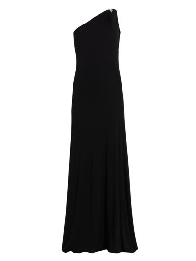 Halston Alison Jersey One-shoulder Gown In Black | ModeSens