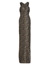 Teri Jon By Rickie Freeman Sleeveless Jacquard Column Gown In Gold Mutli
