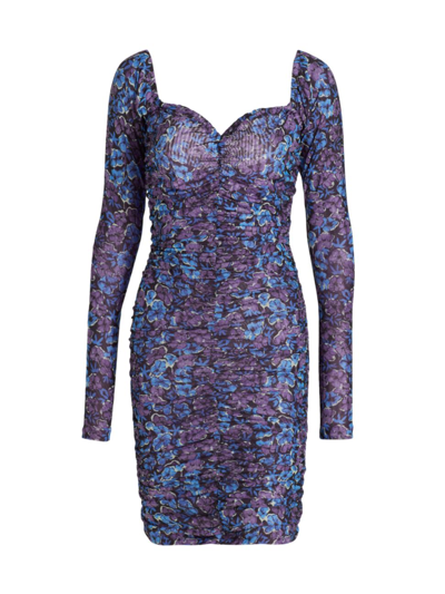 Rotate Birger Christensen Floral Print Cropped Dress In Hyacinth Combo