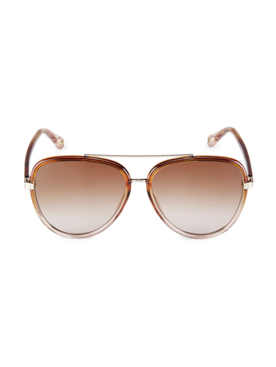Chloé Golden Injection Plastic Aviator Sunglasses In Brown