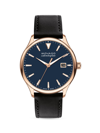 Movado Heritage Calendoplan Leather Strap Watch In Navy