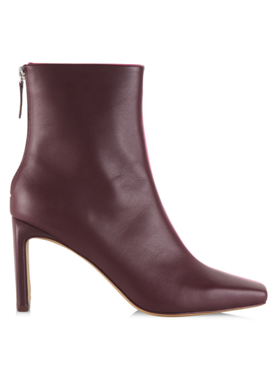 Jonathan Simkhai Kelsey Colorblock Leather Square-toe Heeled Boots In Dark Plum-punch
