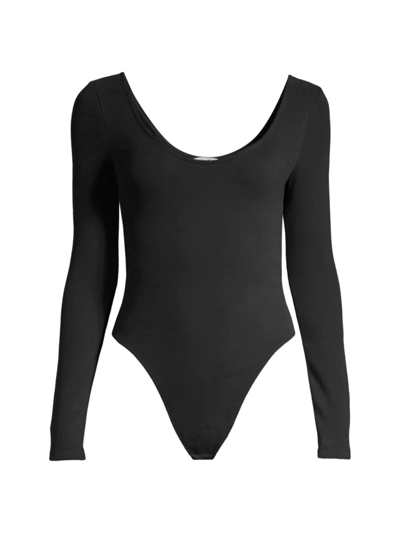 Eberjey Long-sleeve Scoop-neck Bodysuit In Black