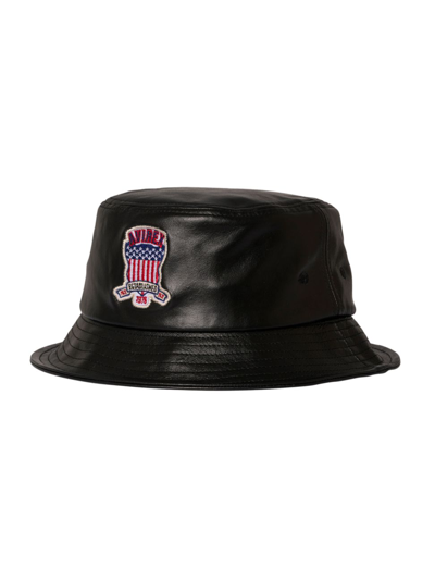 Avirex Icon Leather Bucket Hat In Black