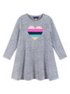 Andy & Evan Kids' Little Girl's & Girl's Hacci Flip Sequin Heart Graphic Dress In Grey
