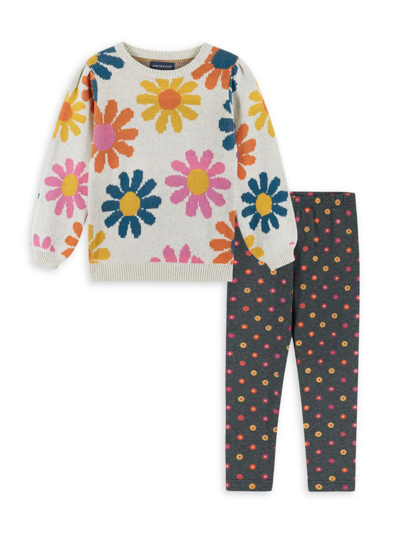 Andy & Evan Kids' Baby's, Little Girl's & Girl's Flower Sweater & Leggings Two-piece Set In Beige Floral