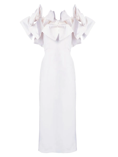Carolina Herrera Off-the-shoulder Bow Column Dress In Ivory