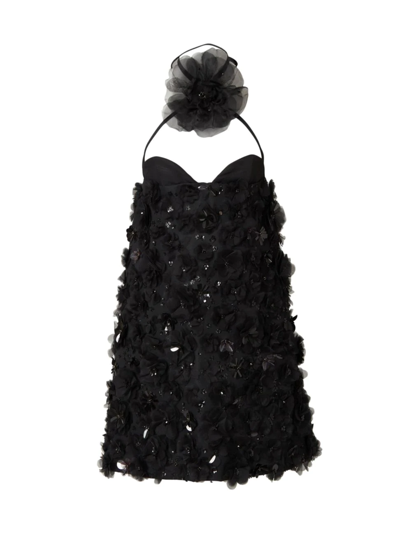 Carolina Herrera Embellished Halter Minidress In Black