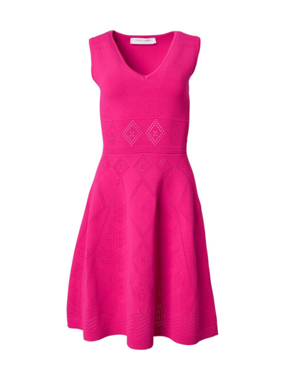 Carolina Herrera Sleeveless Pointelle Jacquard Fit-&-flare Dress In Cerise Pink