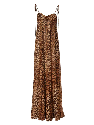 Carolina Herrera Leopard Print Cotton-blend Midi Dress In Multi Color