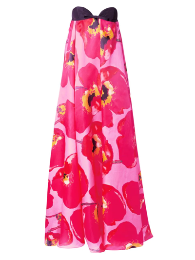 Carolina Herrera Sweetheart Silk Trapeze Gown In Pink