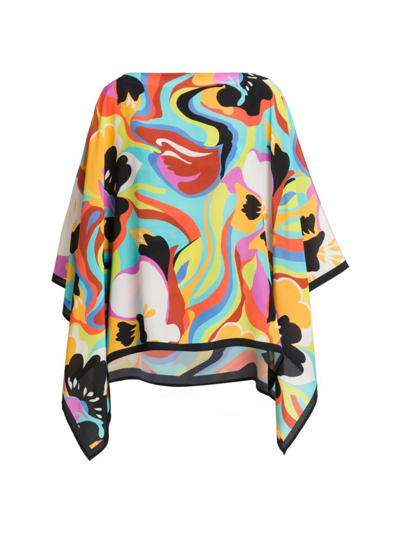 Etro Abstract Colorblocked Poncho In Multicolour