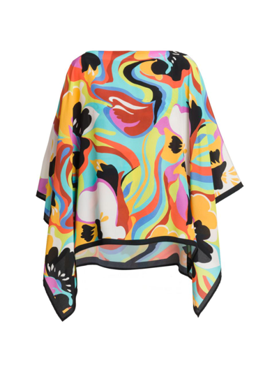 Etro Abstract Colorblocked Poncho In Neutral