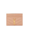 Saint Laurent Monogram Matelassé Leather Card Case In Vintage Peach