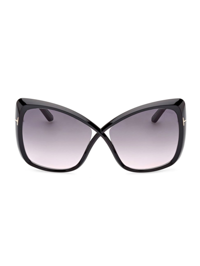 Tom Ford Jasmin 63mm Butterfly Sunglasses In Shiny Black