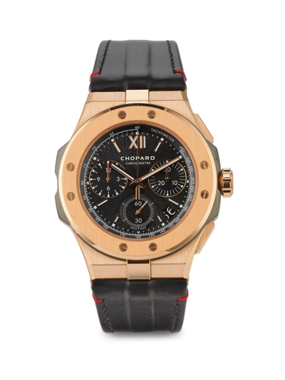 Chopard Alpine Eagle 44mm 18k Rose Gold Chronograph Watch In Black