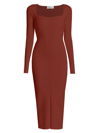 Victoria Beckham Square-neck Fitted Stretch-woven Midi Dress In Brown