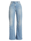 GIVENCHY WOMEN'S HIGH-RISE STRETCH PEARL WIDE-LEG JEANS