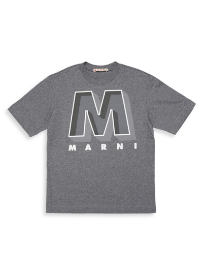 Marni Kids' T-shirt Grigia Con Maxi M Ispirazione College In Grey