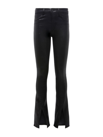 L Agence Beatrix Coated Split Hem Bootcut Jeans In Black