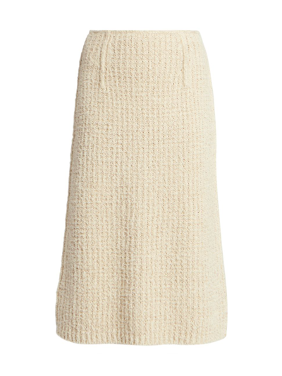 Maison Margiela Tweed Straight Midi-skirt In White