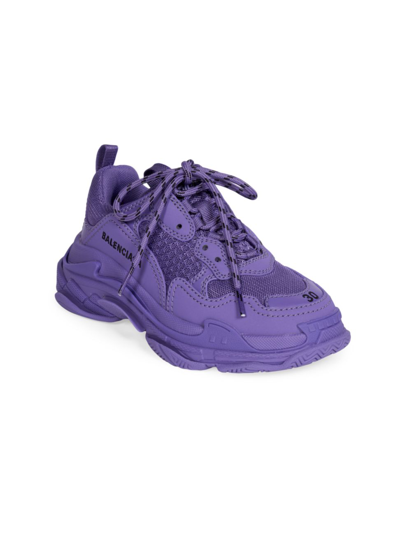 Balenciaga Triple S Faux-leather And Mesh Trainers 2-8 Years In Purple Black