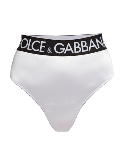 Dolce & Gabbana Logo High-waisted Bikini-cut Brief In Optic White