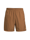 Alexander Mcqueen Skull Dot Printed Swim Shorts In Camel Black