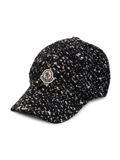 Moncler Wool-blend Tweed Baseball Cap In Black