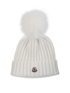 Moncler Women's Mainline Rib-knit & Faux Fur Beanie In White