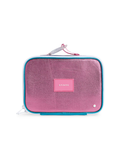 State Rodgers Insulated Lunchbox In Turquoise Hot Pink