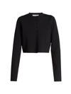 Victoria Beckham Cropped Dot-knit Cardigan In Black