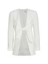 Halston Jemma Stretch Crepe Front-tie Blazer In White