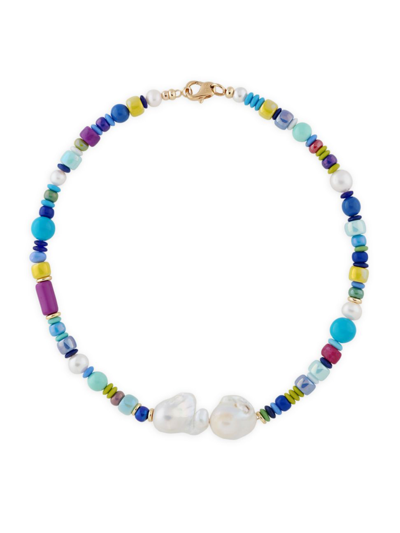 Martha Calvo Women's Mykonos 14k-gold-plated, Glass, & Freshwater Pearl Beaded Necklace