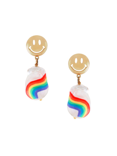 Martha Calvo Women's Over The Rainbow Goldtone & Baroque Pearl Drop Earrings