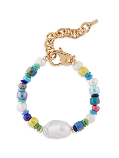 Martha Calvo Women's Mykonos Goldtone, Baroque Pearl & Glass Bead Bracelet