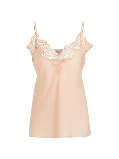 Stella Mccartney Embroidered Tulle-trimmed Satin Camisole In Peach