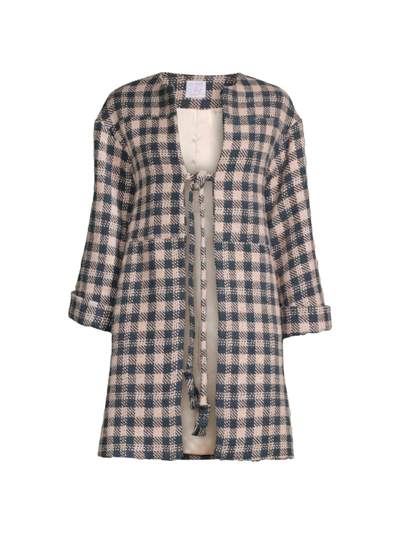 Stella Jean Plaid Cotton-blend Coat In Grey