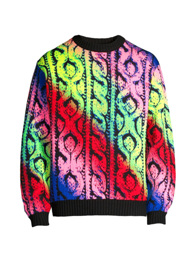 Agr Cable-knit Jacquard Gradient Wool Sweater In Multicolor