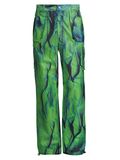 Agr Abstract-print Wide-leg Trousers In Green