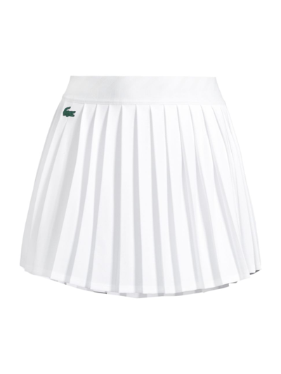 Lacoste Women's Sport Built-in Short Pleated Tennis Skirt - 44 In White