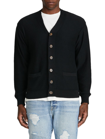 Nsf Merino Wool-blend Knit Cardigan In Black