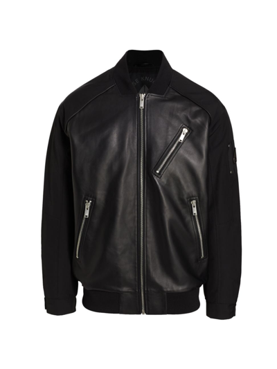 Moose Knuckles Anica Leather Bomber Jacket In Black